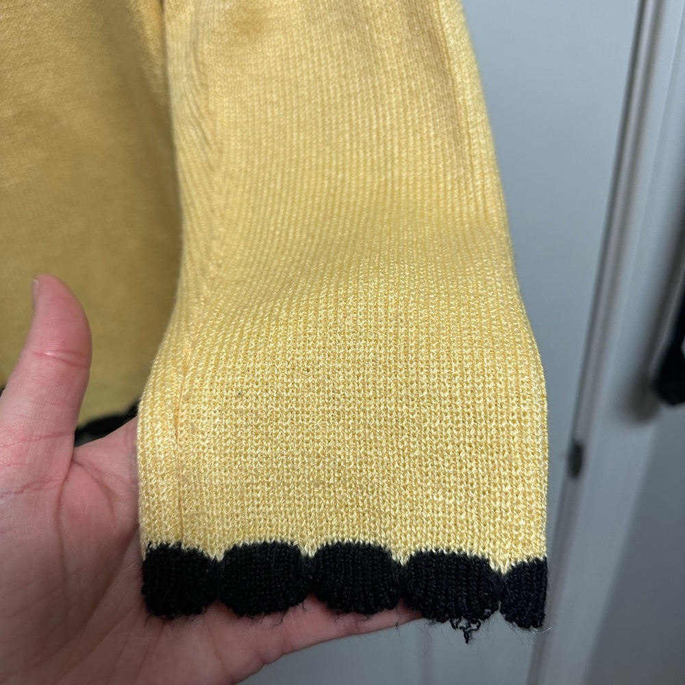 Vintage Mita Sport Yellow and Black Knit Cardigan 4 Petite - Picture 5 of 6